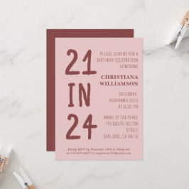 Convites Aniversário de 21 anos moderno 21 em 24 Festas de 