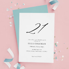Convites Aniversário de 21 Anos Número Moderno Elegante