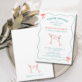 Convites aniversário de 21 anos Party Martini Glass Saúde