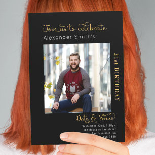 Convites aniversário de 21 anos preto