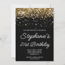 Aniversário de 21 anos Preto Brilho Dourado
