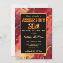 Convites Aniversário de 21 anos Quente Vermelho e Dourado