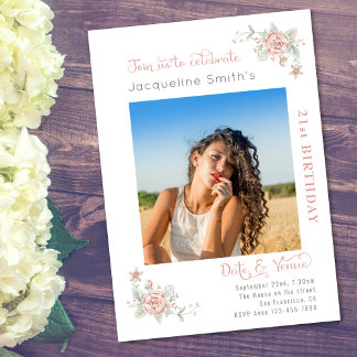 Convites aniversário de 21 anos Rosa