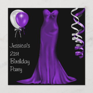 Convites Aniversário de 21 anos roxo branco preto do