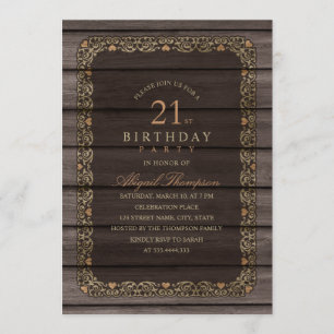 Convites aniversário de 21 anos Russo de Rico de Madeira Pa