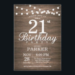 Convites Aniversário de 21 anos Russo Invitation String Lig<br><div class="desc">Convite Rustic aniversário de 21 anos com as luzes de cordas Fundo de madeira. 16º 18º 21rua 30 40º 50º 60º 80 90 100º,  Qualquer idade. Para mais personalização,  clique no botão "Personalizar" e use nossa ferramenta de design para modificar este modelo.</div>