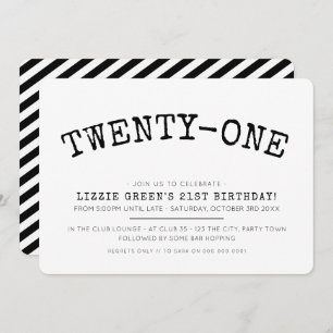 Convites aniversário de 21 anos simples e moderno negro