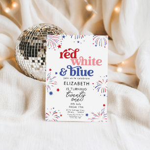 Convites Aniversário de 21 anos Vermelho Branco e Azul