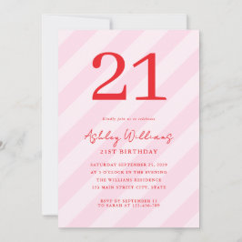 Convites Aniversário de 21 anos Vermelho Moderno Elegante R