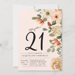 Convites aniversário de 21 anos Vintage Floral