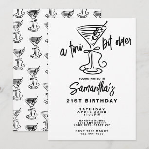 Convites Aniversário de 21 anos Whimsical Doodle Um Tini Bi