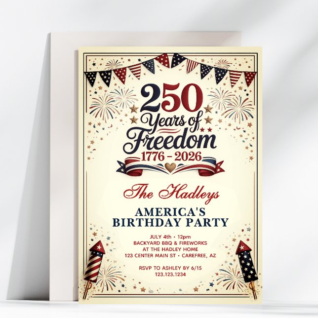Convites Aniversário de 250 anos Vintage dos EUA (Criador carregado)
