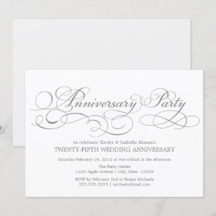 Convites Aniversário de 25 anos   Branco/Prata