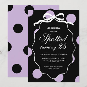 Convites Aniversário de 25 anos da Purple Polka Dot Spotted