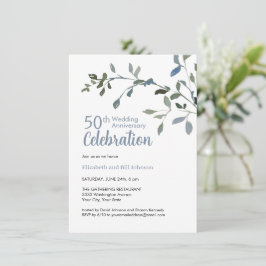 Convites Aniversário de 25 anos de Casamento Aquarela Azul