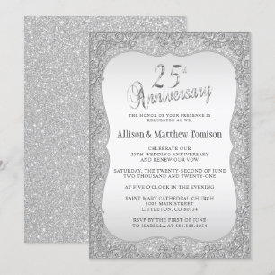 Convites Aniversário de 25 Anos de Casamento com Brilho Pra
