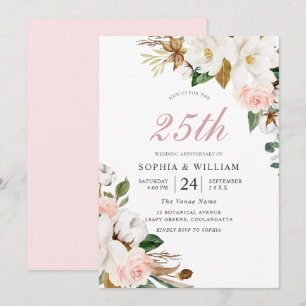 Convites Aniversário de 25 anos de Casamento com Flores Ros