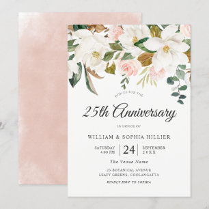 Convites Aniversário de 25 anos de Casamento com Flores Ros