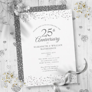 Convites Aniversário de 25 anos de Casamento Confetes de Co