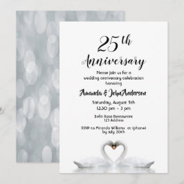 Convites aniversário de 25 anos de casamento dois cisnes ap