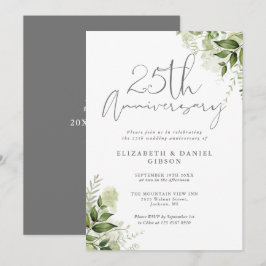 Convites Aniversário de 25 anos de Casamento Folhagem Escri