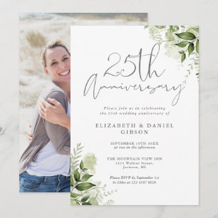 Convites Aniversário de 25 anos de Casamento Foto Floral Ve