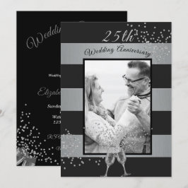 Convites Aniversário de 25 anos de Casamento Foto Preto Pra