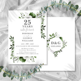 Convites Aniversário de 25 anos de Casamento Monograma Flor