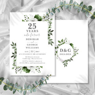 Convites Aniversário de 25 anos de Casamento Monograma Flor