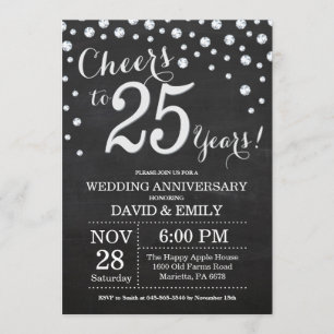 Convites Aniversário de 25 anos de Casamento Quadro Negro P