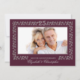 Convites Aniversário de 25 anos de Casamento Roxo Prata Fot