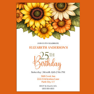 Convites Aniversário de 25 anos do Pretty Sunflower