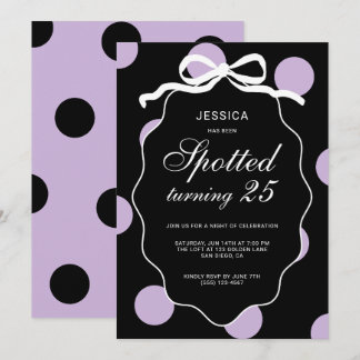 Convites Aniversário de 25 anos do Purple Polka Dot Spotted