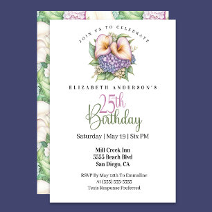 Convites Aniversário de 25 anos Pretty Pastel Calla Lily
