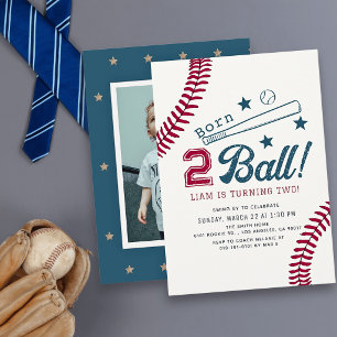 Convites Aniversário de 2 anos Born 2 Ball Baseball