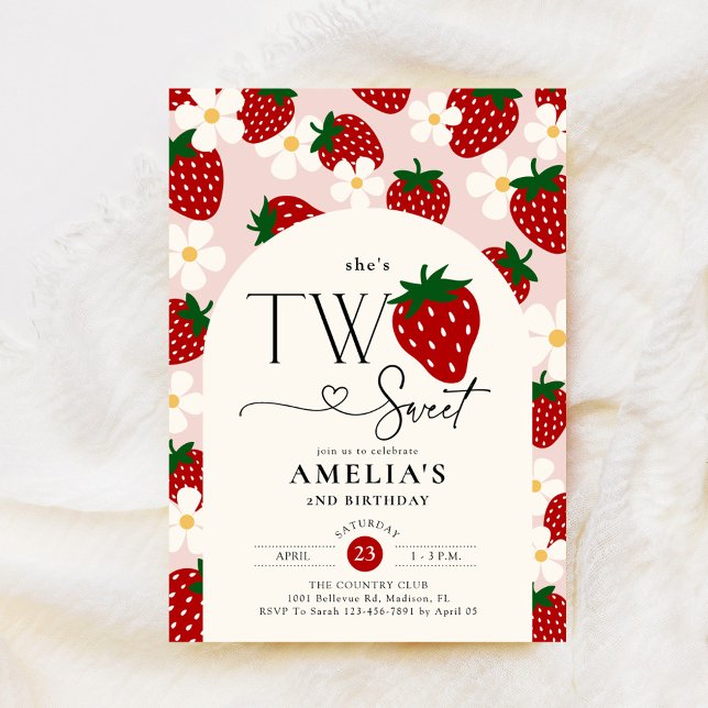 Convites Aniversário de 2 anos da Strawberry Dois Doce (Criador carregado)