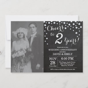 Convites Aniversário de 2 anos de Casamento Quadro Negro Pr