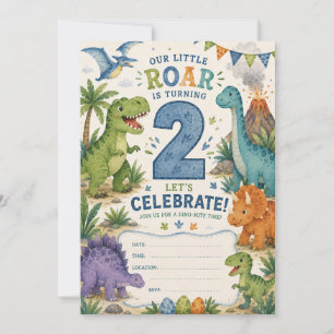 Convites Aniversário de 2 anos Dino-Mite