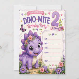 Convites Aniversário de 2 anos Dino-Mite da Pebbles