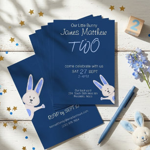 Convites Aniversário de 2 anos do Coelho Azul Caprichoso Mo