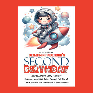 Convites Aniversário de 2 anos do menino astronauta foguete