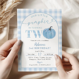 Convites Aniversário de 2 anos do menino com abóbora preppy