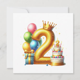 Convites Aniversário de 2 anos dourado