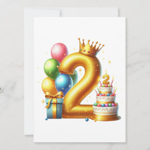 Convites Aniversário de 2 anos dourado