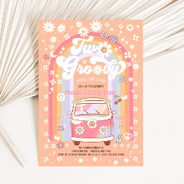 Convites Aniversário de 2 anos Groovy Van Daisy Hippie 70s