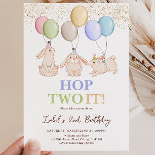 Convites Aniversário de 2 anos Hop Two It Páscoa