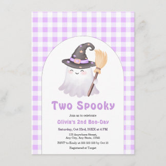 Convites Aniversário de 2 anos Purple Gingham Duas Bruxas n
