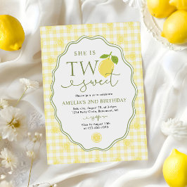 Convites Aniversário de 2 anos Temático Gingham Limão Cítri