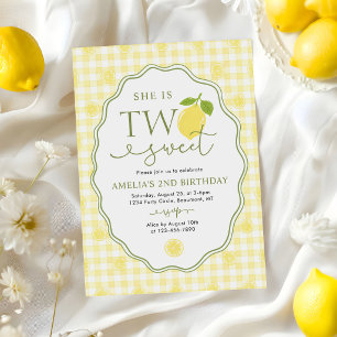 Convites Aniversário de 2 anos Temático Gingham Limão Cítri