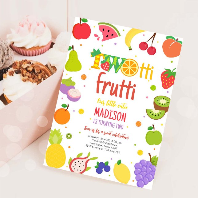 Convites Aniversário de 2 anos Two-tti Frutti Twotti Frutas (Criador carregado)